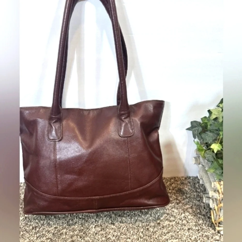 Genuine Soft Leather Maroon Tote Bag - Picture 2 of 6